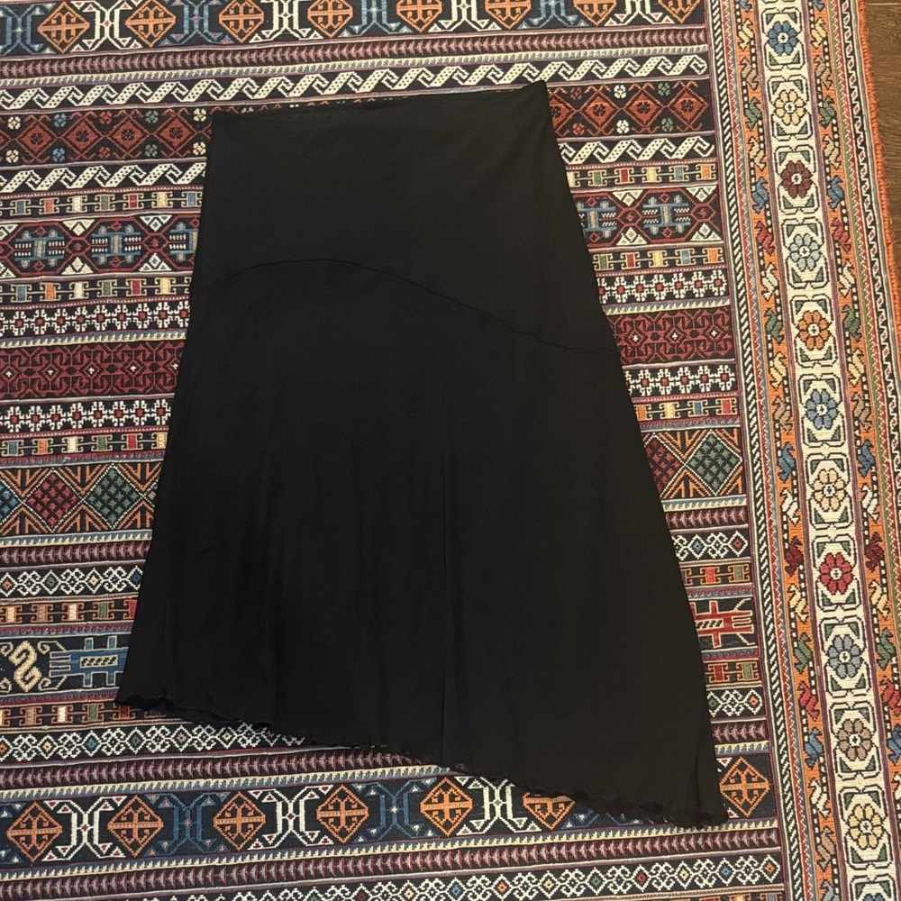 Women's Black asymmetrical Midi Skirt